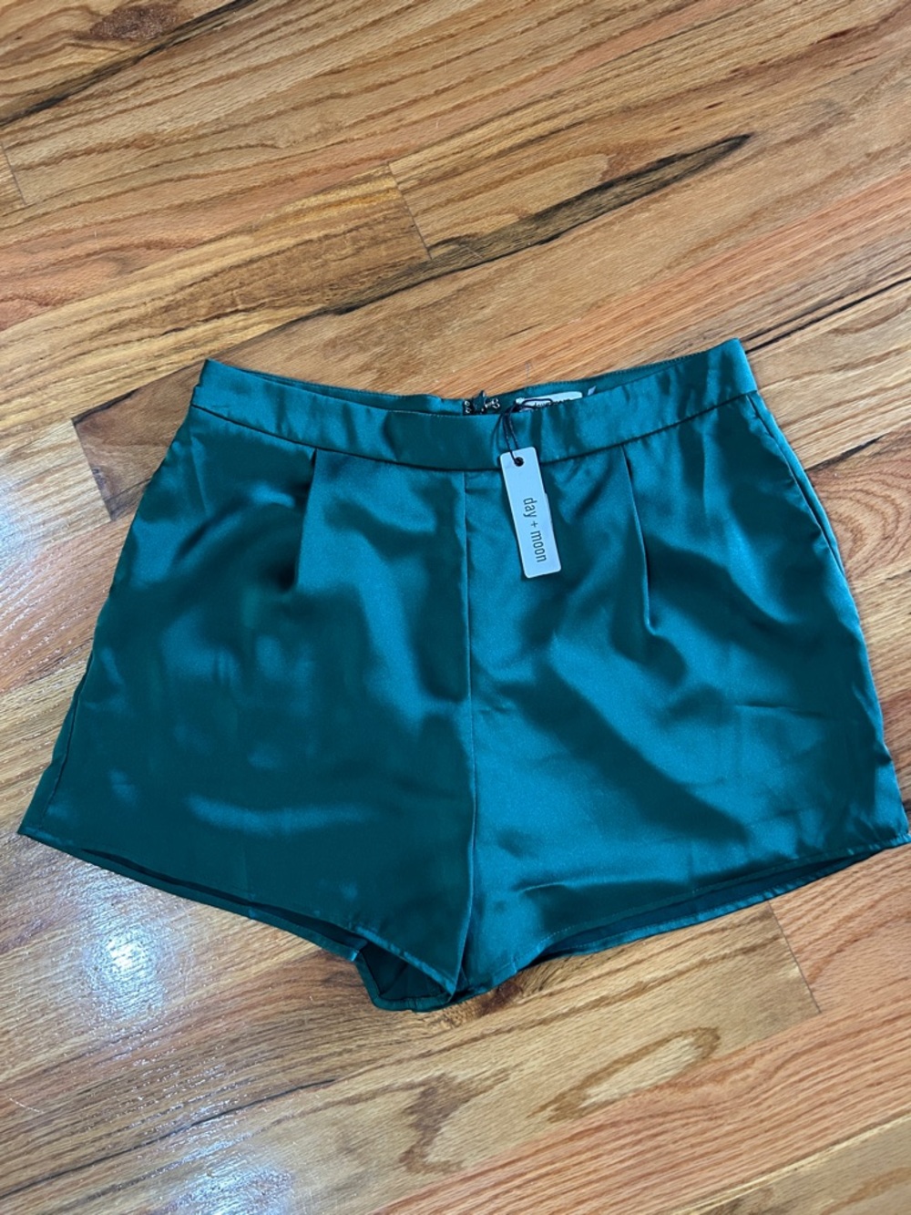 Women’s Emerald green Satin High-Waist Shorts